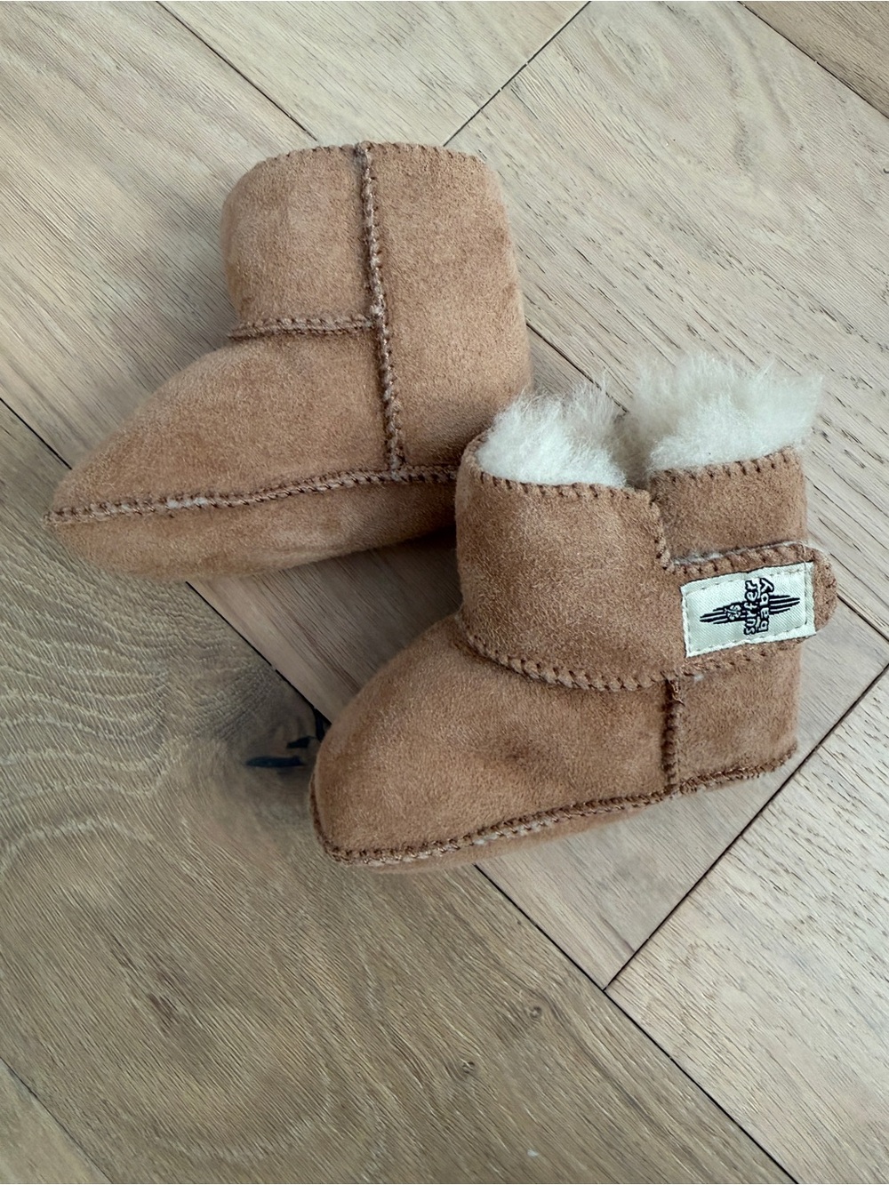 Baby Shearling Booties in Tan